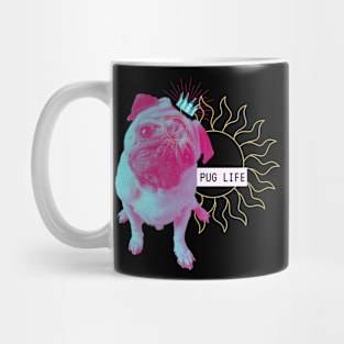 Pug Life Dog Vaporwave Party Techno Glitch Fun Mug